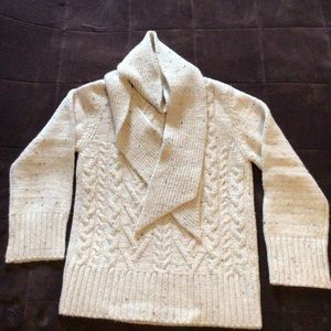 GANNI Oversized Speckled Cream Sweater with a Built in Scarf Sz XXS/XS